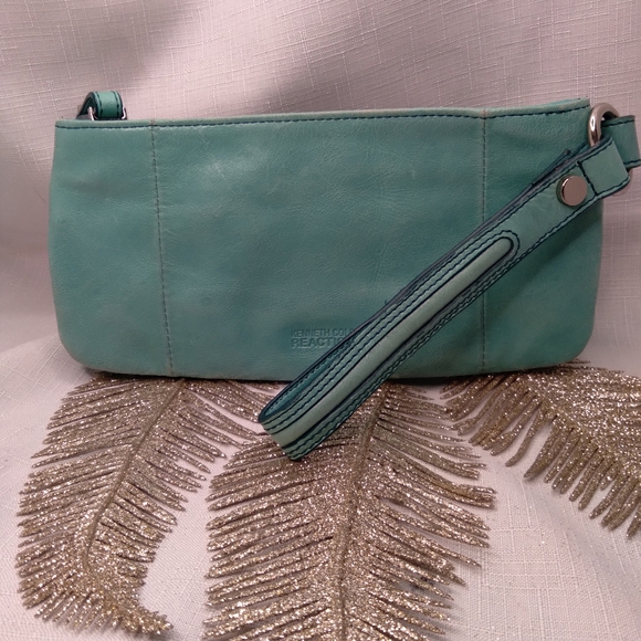 Beautiful blue Kenneth Cole Reaction wristlet clutch. - Picture 2 of 6